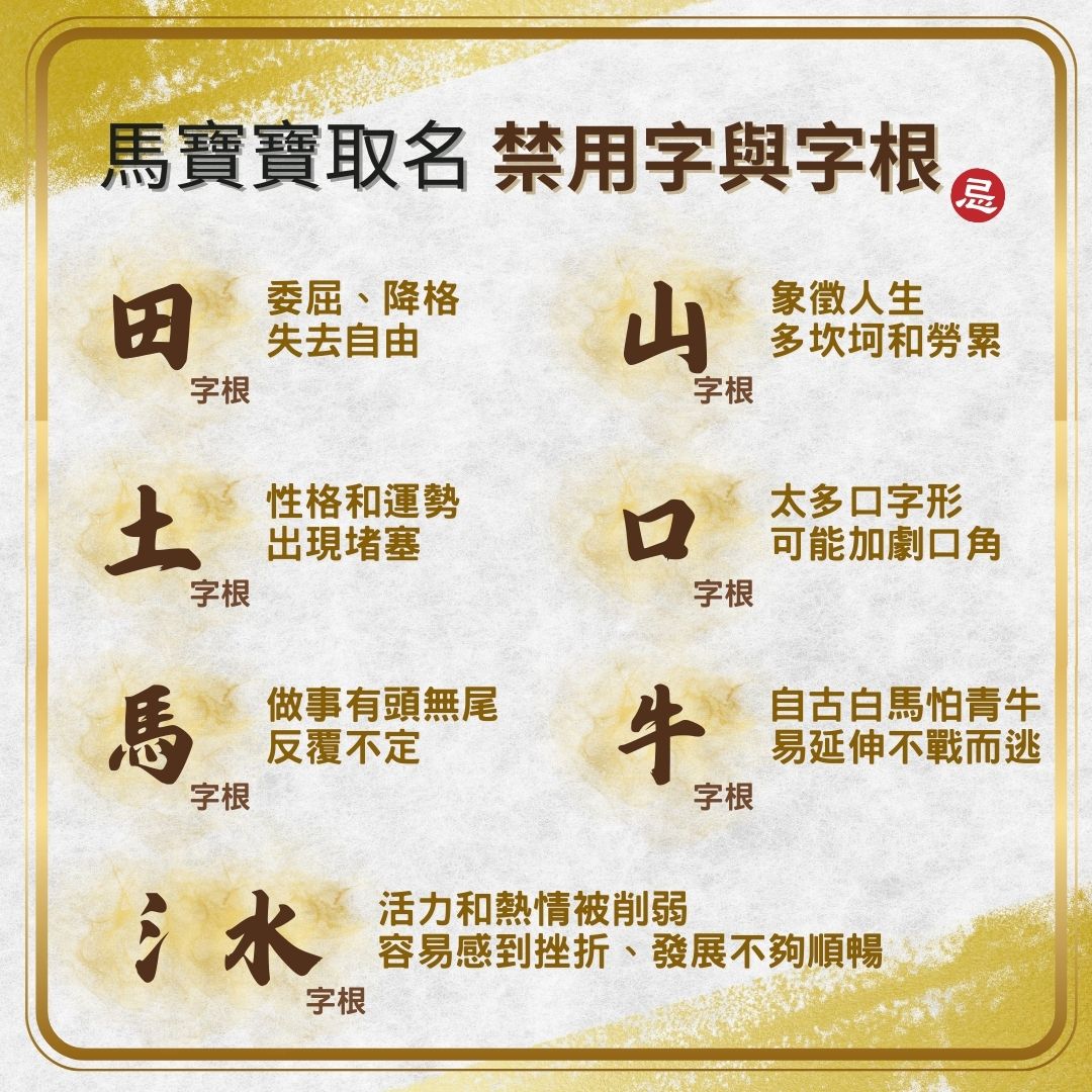 馬寶寶取名禁用字與字根